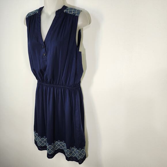 Market & Spruce Stitch Fix Women Mireille Embroidered Mini Dress Navy Size Small - Picture 5 of 12